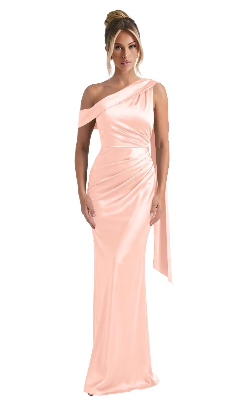 Kingbridal One Shoulder Bridesmaid Dresses for Women Mermaid Satin Formal Evening Maxi Dress