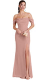 Kingbridal Gowns Off Shoulder Chiffon Bridesmaid Dresses for Women 2026 Long Ruched Cowl Neck Formal Evening Party Dress with Slit