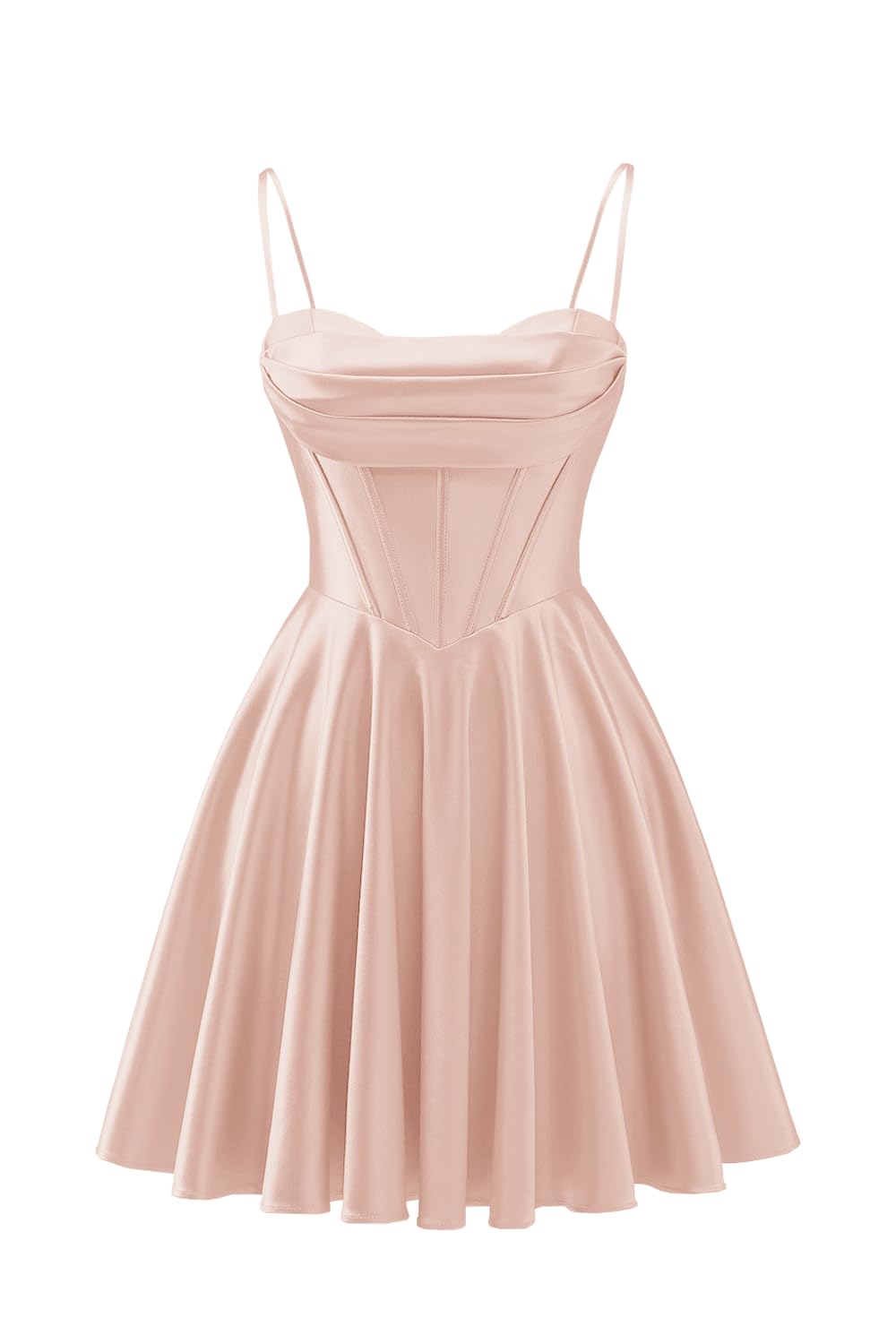 Spaghetti Straps Satin Homecoming Dresses for Teens Ruched Corset Short Prom Dresses 2026