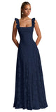 Ruched Jacquard Prom Dresses for Women Teens Ruffle Strap Floral Maxi Formal Dress Evening Gown