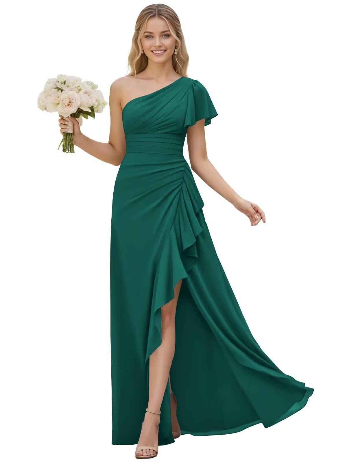 One Shoulder Chiffon Bridesmaid Dresses for Women 2026 A-line Formal Dress