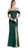 Kingbridal Gowns Off Shoulder Chiffon Bridesmaid Dresses for Women 2026 Long Ruched Cowl Neck Formal Evening Party Dress with Slit