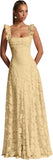 Ruched Jacquard Prom Dresses for Women Teens Ruffle Strap Floral Maxi Formal Dress Evening Gown