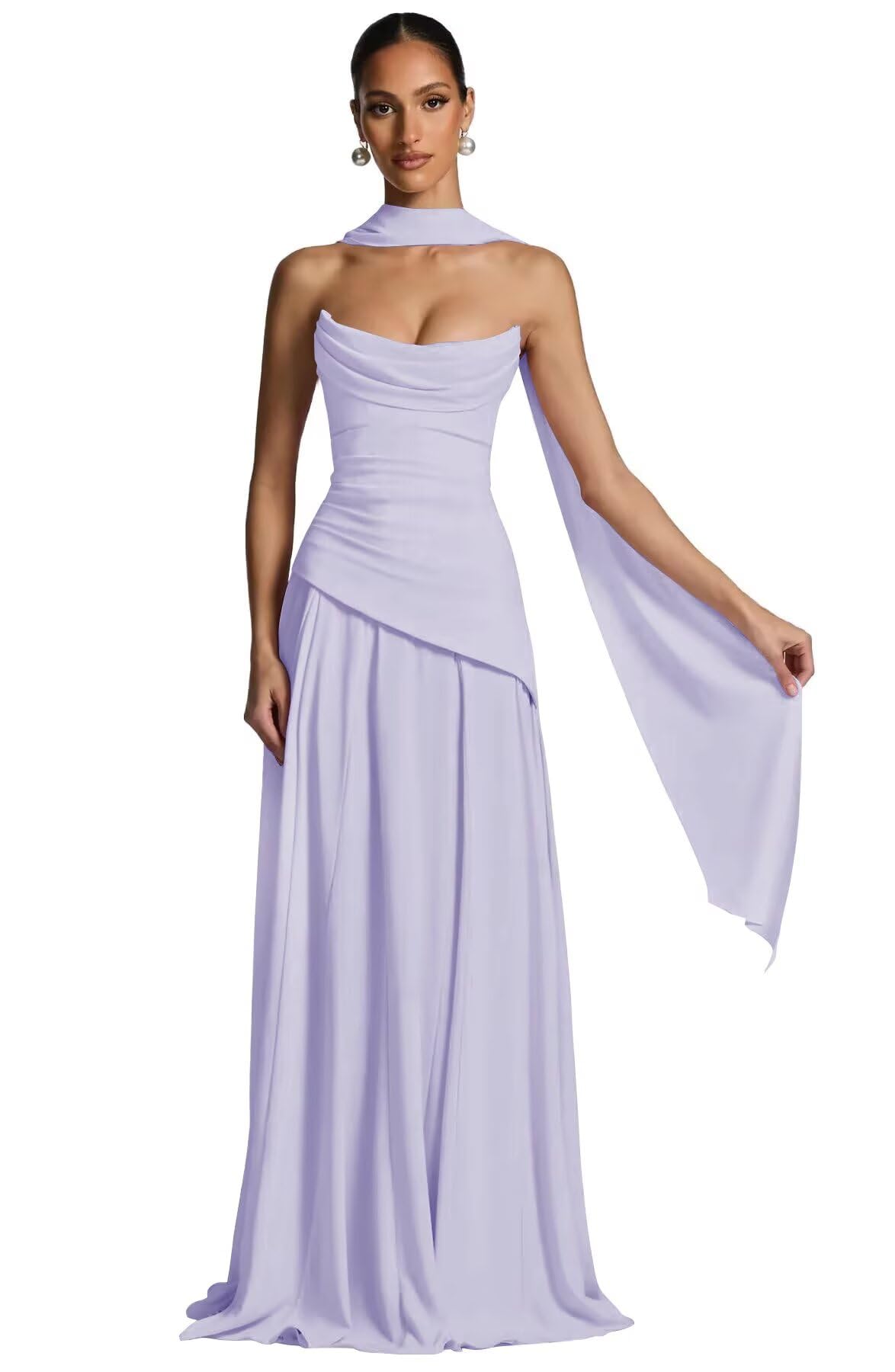 Kingbridal Strapless Bridesmaid Dresses with Scarf 2026 Long A-line Prom Formal Dress