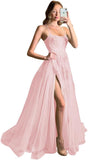 Women's Lace Criss-Cross Prom Dresses with Slit Spaghetti Straps Long Formal Evening Gowns
