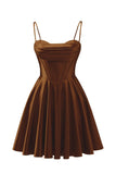 Spaghetti Straps Satin Homecoming Dresses for Teens Ruched Corset Short Prom Dresses 2026