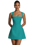 Satin Homecoming Dresses for Teens Square Neck Short Prom Dress Pleated A Line Corset Mini Cocktail Party Gown