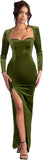 Long Sleeve Mermaid Bridesmaid Dresses for Wedding 2027 Long Velvet Tight Prom Formal Evening Party Gown with Slit