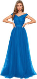Schulterfreies Ballkleid, langes Ballkleid für Damen, A-Linie, Herzausschnitt, mehrlagiges Tüllkleid für Hochzeit, Abendparty 