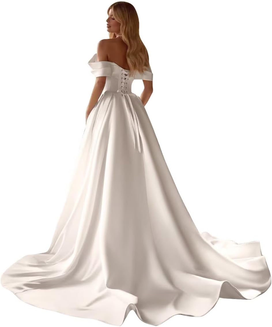 Kingbridal Gowns Lace Appliques Wedding Dresses for Bride Long V Neck Tulle Chiffon A-line Sleeveless Bridal Ball Gown for Women
