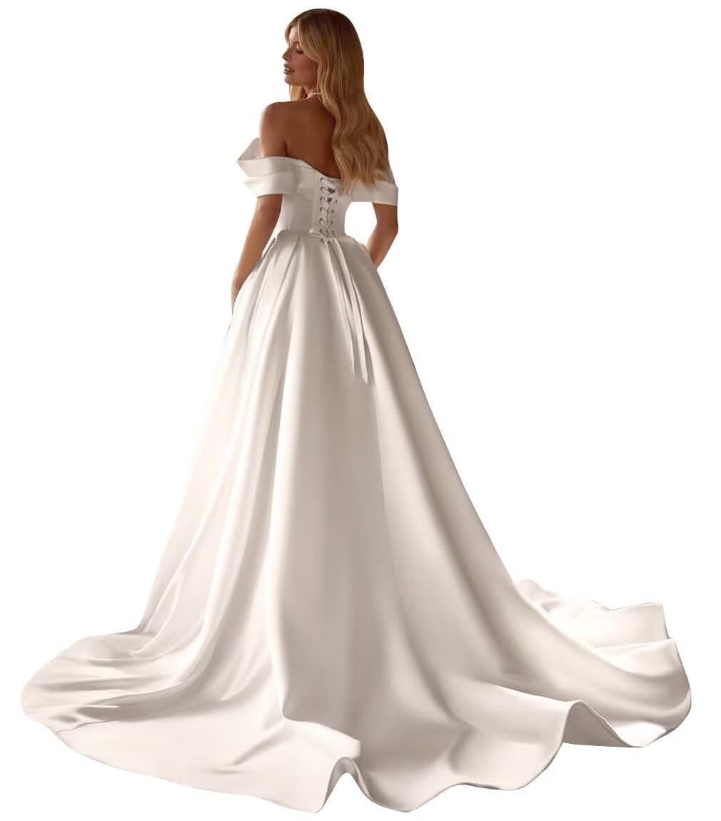 Kingbridal Gowns Lace Appliques Wedding Dresses for Bride Long V Neck Tulle Chiffon A-line Sleeveless Bridal Ball Gown for Women