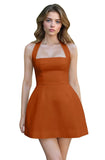 Satin Halter Homecoming Dresses for Teens Short Prom Dress 2027 Mini Formal Evening Cocktail Gowns with Pockets