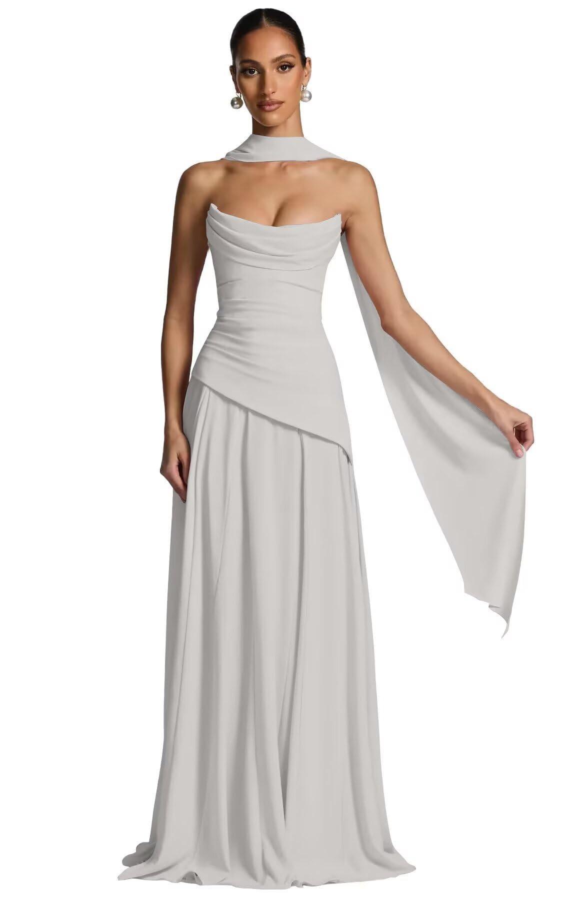 Kingbridal Strapless Bridesmaid Dresses with Scarf 2026 Long A-line Prom Formal Dress