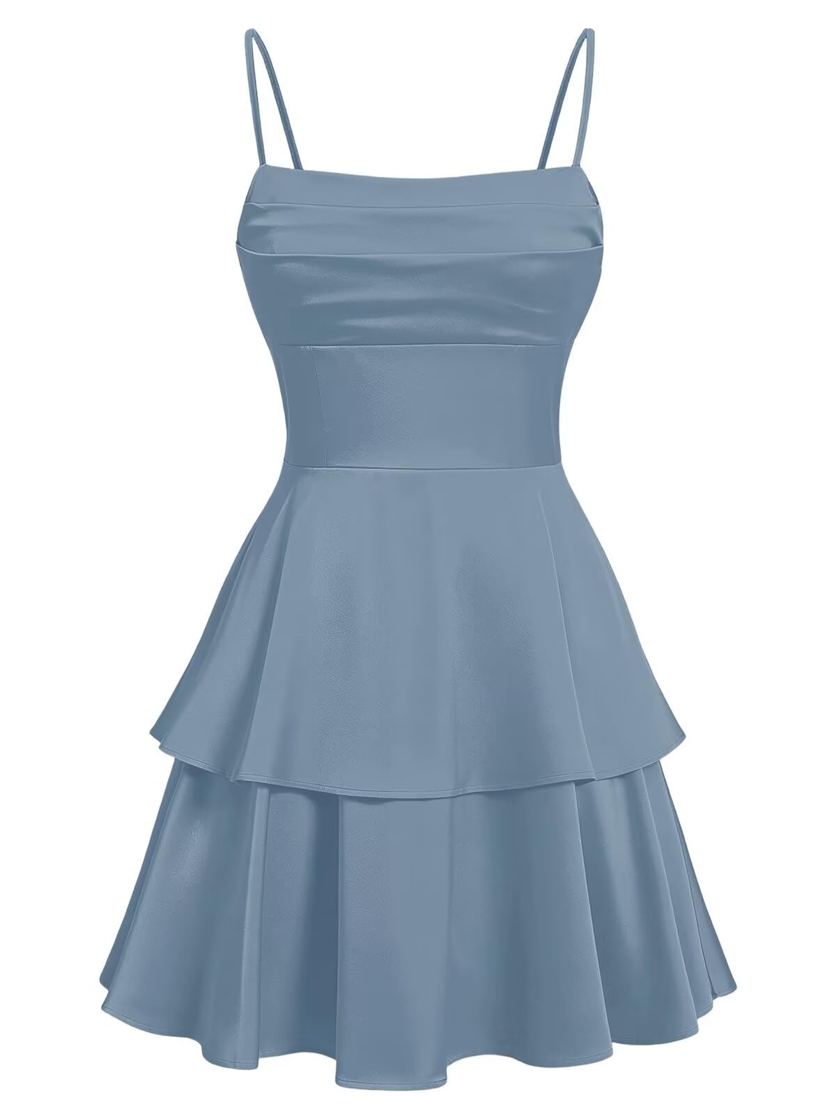Tiered Satin Homecoming Dresses for Teens Short A Line Tight Spaghetti Strap Formal Cocktail Party Gown 2026
