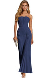 Women's Strapless Pleated Bridesmaid Dress Elegant Sweetheart Neck Formal Prom Gown for Wedding Guest