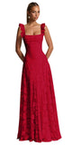 Ruched Jacquard Prom Dresses for Women Teens Ruffle Strap Floral Maxi Formal Dress Evening Gown