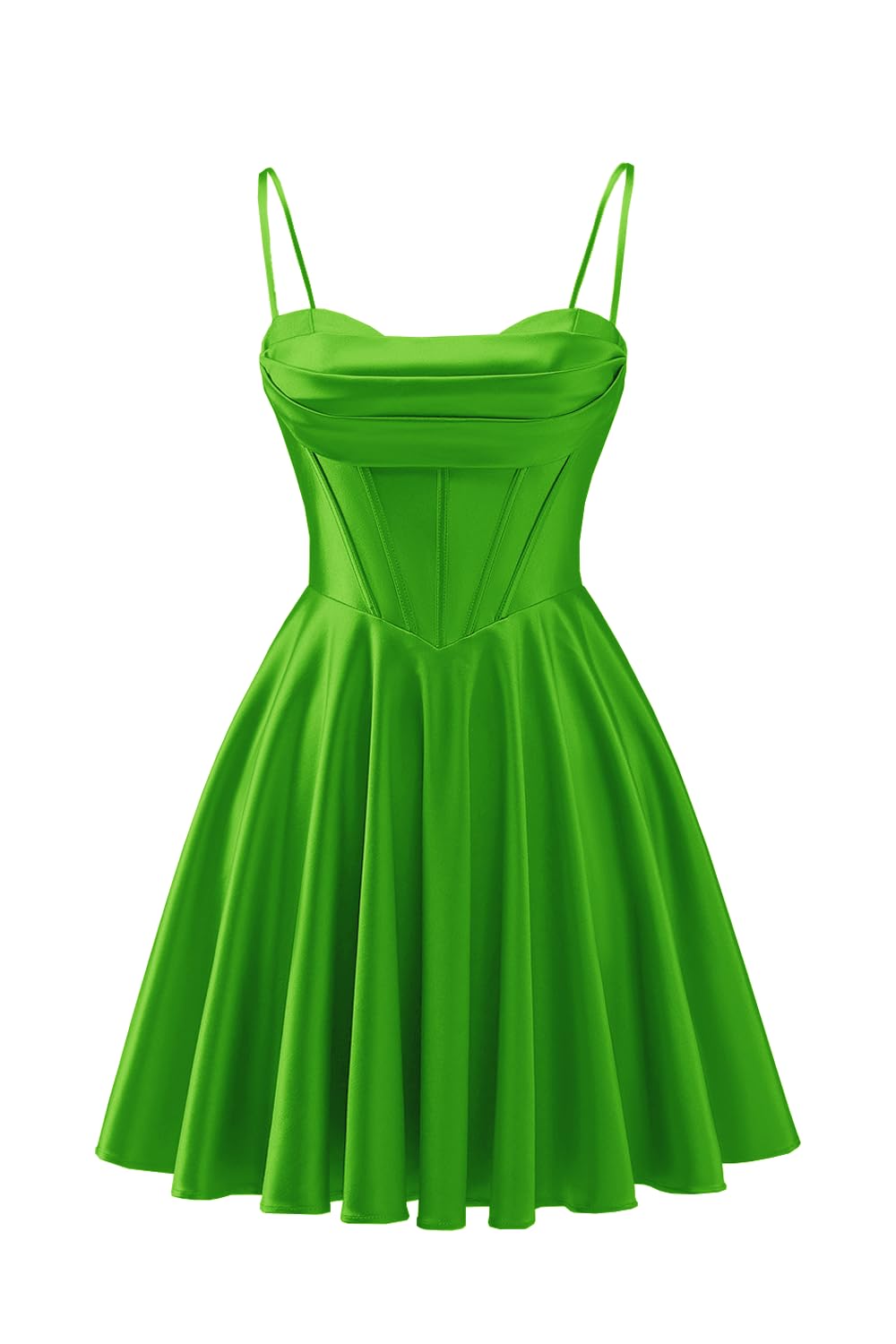 Spaghetti Straps Satin Homecoming Dresses for Teens Ruched Corset Short Prom Dresses 2026