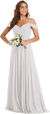 Off The Shoulder Chiffon Bridesmaid Dresses Long Spaghetti Straps A Line Formal Party Dress