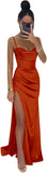 Women's Satin Prom Dresses 2025 Split Halter Mermaid Corset Beaded Formal Dresses Evening Gowns