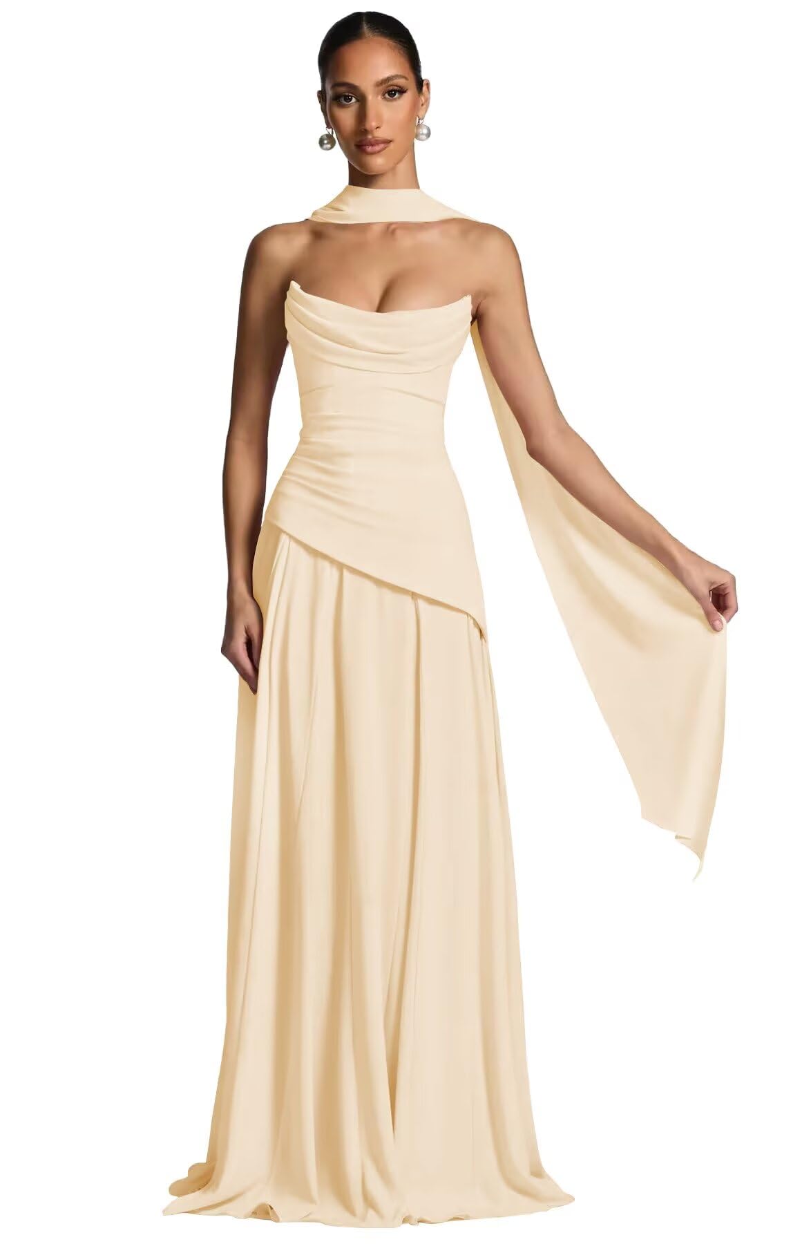 Kingbridal Strapless Bridesmaid Dresses with Scarf 2026 Long A-line Prom Formal Dress