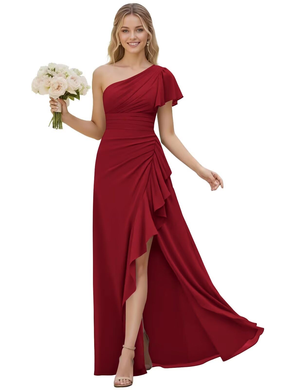 One Shoulder Chiffon Bridesmaid Dresses for Women 2026 A-line Formal Dress