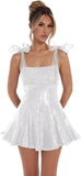 Spaghetti Straps Sequin Homecoming Dresses for Teens Short Prom Dress Sparkly A-Line Cocktail Party Gowns