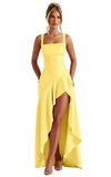 Mermaid Satin Bridesmaid Dresses for Women 2027 Long Ruffles High Low Prom Formal Evening Party Dress with Slit
