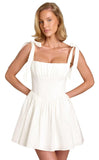 Spaghetti Straps Homecoming Dresses for Teens Satin A-line Short Prom Dress Pleated Cocktail Gowns with Pockets