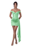 Satin Homecoming Dresses for Teens 2026 Off Shoulder Short Prom Dress Tight Pleated Cocktail Party Gowns