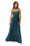 Women's Strapless Chiffon Bridesmaid Dresses with Scarf Long A-Line Pleated Formal Evening Dress