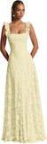 Ruched Jacquard Prom Dresses for Women Teens Ruffle Strap Floral Maxi Formal Dress Evening Gown