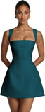 Satin Homecoming Dresses for Teens Square Neck Short Prom Dress Pleated A Line Corset Mini Cocktail Party Gown