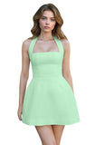 Satin Halter Homecoming Dresses for Teens Short Prom Dress 2027 Mini Formal Evening Cocktail Gowns with Pockets