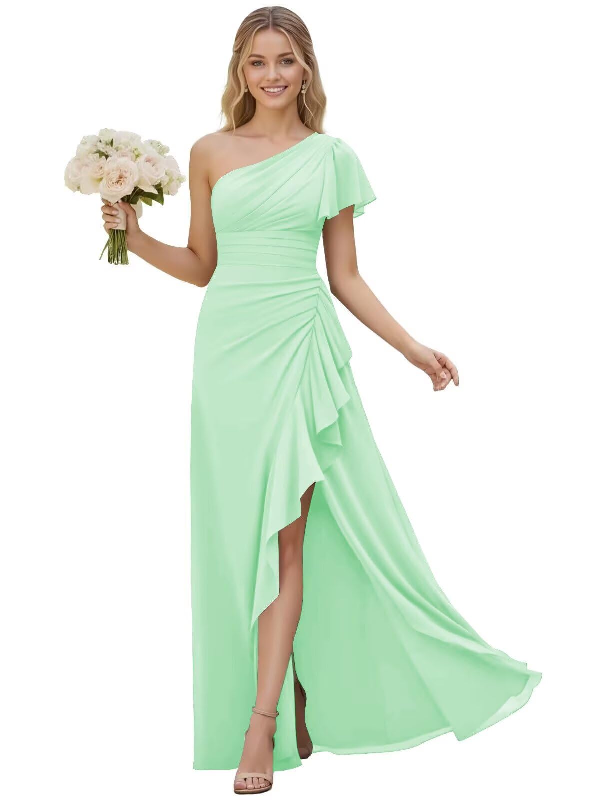 One Shoulder Chiffon Bridesmaid Dresses for Women 2026 A-line Formal Dress