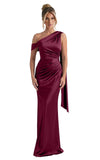 Kingbridal One Shoulder Bridesmaid Dresses for Women Mermaid Satin Formal Evening Maxi Dress