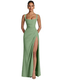 Kingbridal Mermaid Bridesmaid Dresses for Women Square Neck Formal Dress with Slit