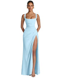 Kingbridal Mermaid Bridesmaid Dresses for Women Square Neck Formal Dress with Slit
