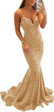 Women's Strapless Sequin Prom Dresses with Train Criss-Cross Mermaid Long Formal Evening Gowns
