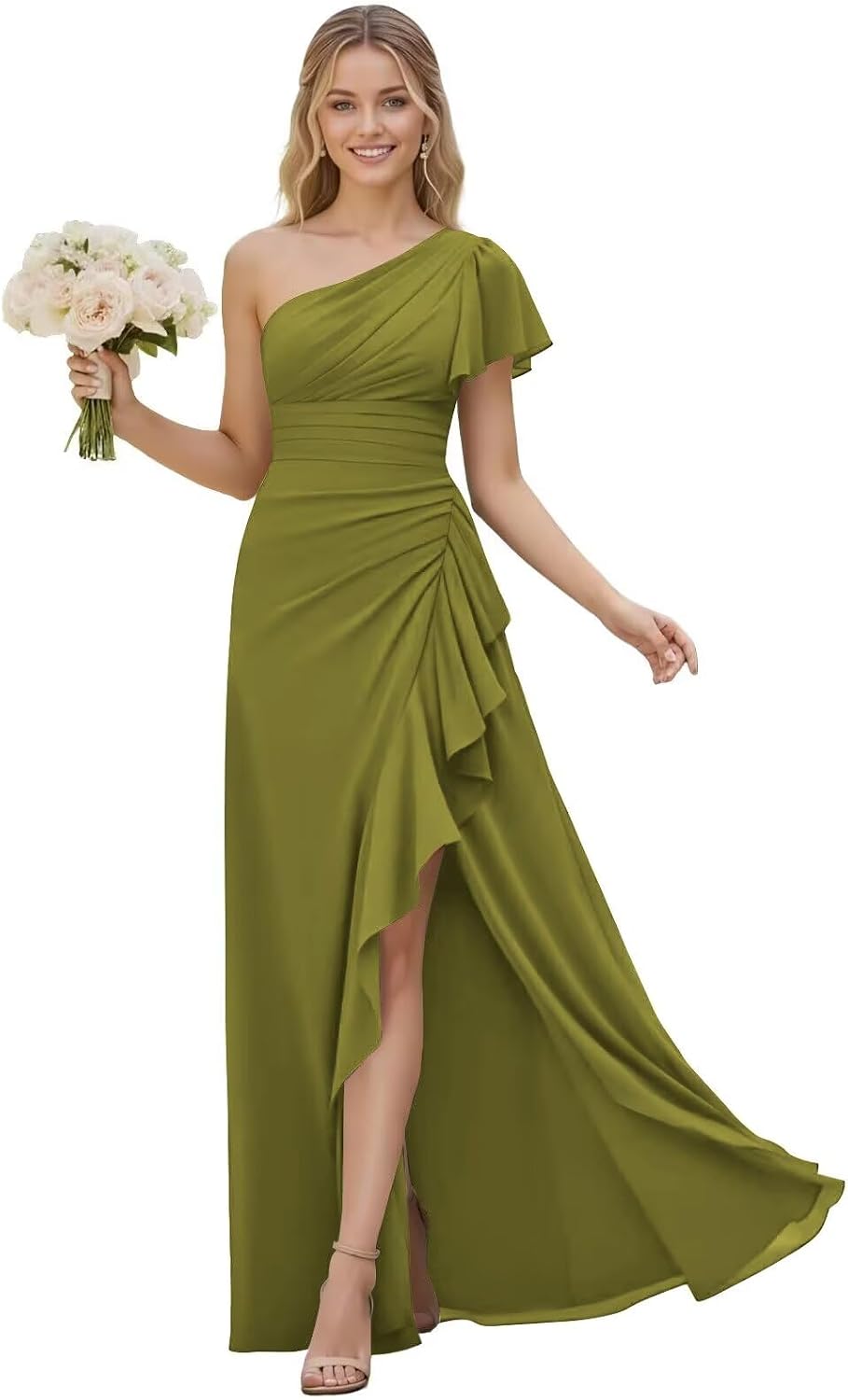 One Shoulder Chiffon Bridesmaid Dresses for Women 2026 A-line Formal Dress