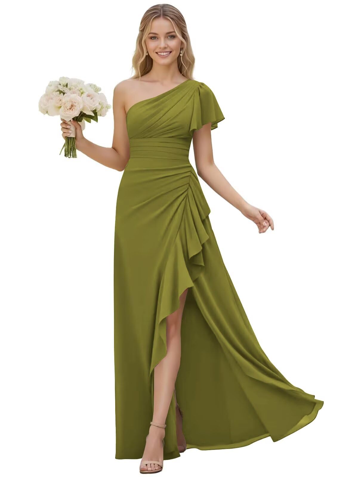 One Shoulder Chiffon Bridesmaid Dresses for Women 2026 A-line Formal Dress