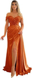 Off Shoulder Beaded Satin Bridesmaid Dresses for Women 2027 Mermaid Prom Dress with Slit