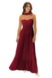 Flowy Chiffon Bridesmaid Prom Dress with Scarf Strapless Pleated Formal Evening Dresses