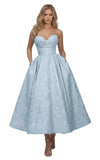 Strapless Floral Satin Prom Dresses for Women 2026 Jacquard Aline Formal Evening Party Dress with Pockets