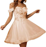 Sparkly Tulle Homecoming Dresses for Teens 2027 3D Flowers Cocktail Gowns Off Shoulder Short Prom Dresses