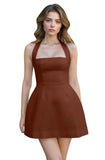 Satin Halter Homecoming Dresses for Teens Short Prom Dress 2027 Mini Formal Evening Cocktail Gowns with Pockets