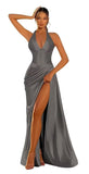Halter Satin Prom Dresses for Women 2027 Long Mermaid Corset Formal Dress Pleated Evening Party Gowns with Slit