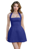 Satin Halter Homecoming Dresses for Teens Short Prom Dress 2027 Mini Formal Evening Cocktail Gowns with Pockets