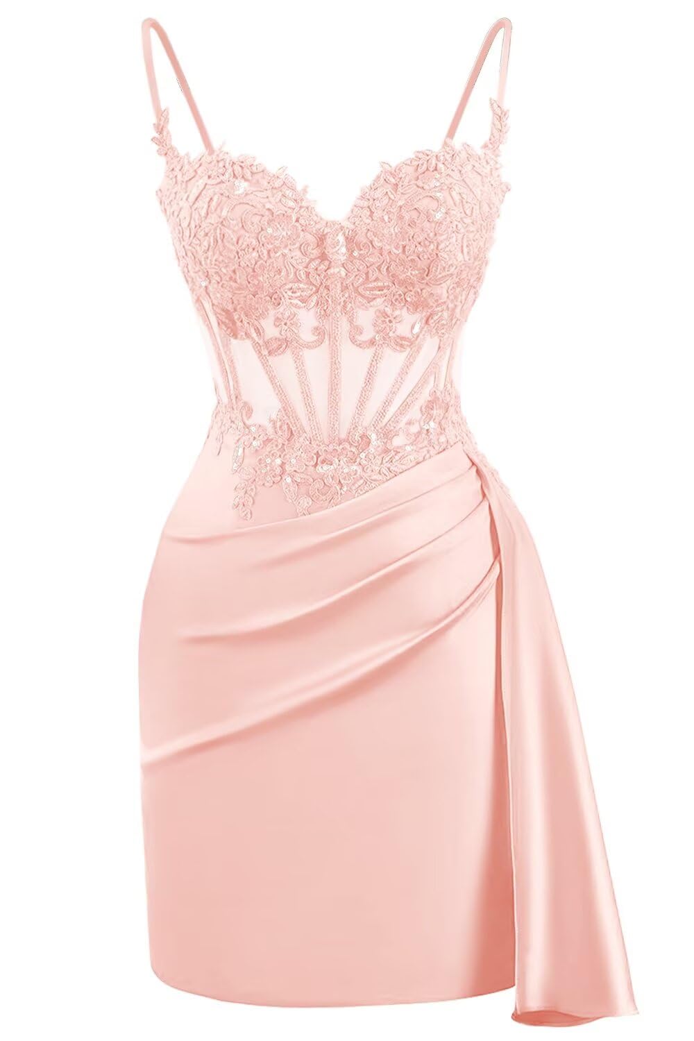 Lace Satin Homecoming Dresses for Teens 2027 Short Prom Dress Spaghetti Straps Corset Cocktail Formal Evening Gowns
