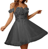 Sparkly Tulle Homecoming Dresses for Teens 2027 3D Flowers Cocktail Gowns Off Shoulder Short Prom Dresses
