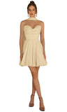 Strapless Homecoming Dresses for Teens 2026 Chiffon Short Prom Dress with Scarf A-line Pleated Cocktail Party Gown